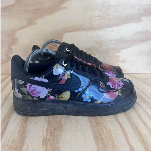 Nike - Air Force 1 Low Floral - Sneakers - Black - Women's - 8.5 - AO1017-002 - Picture 1 of 9